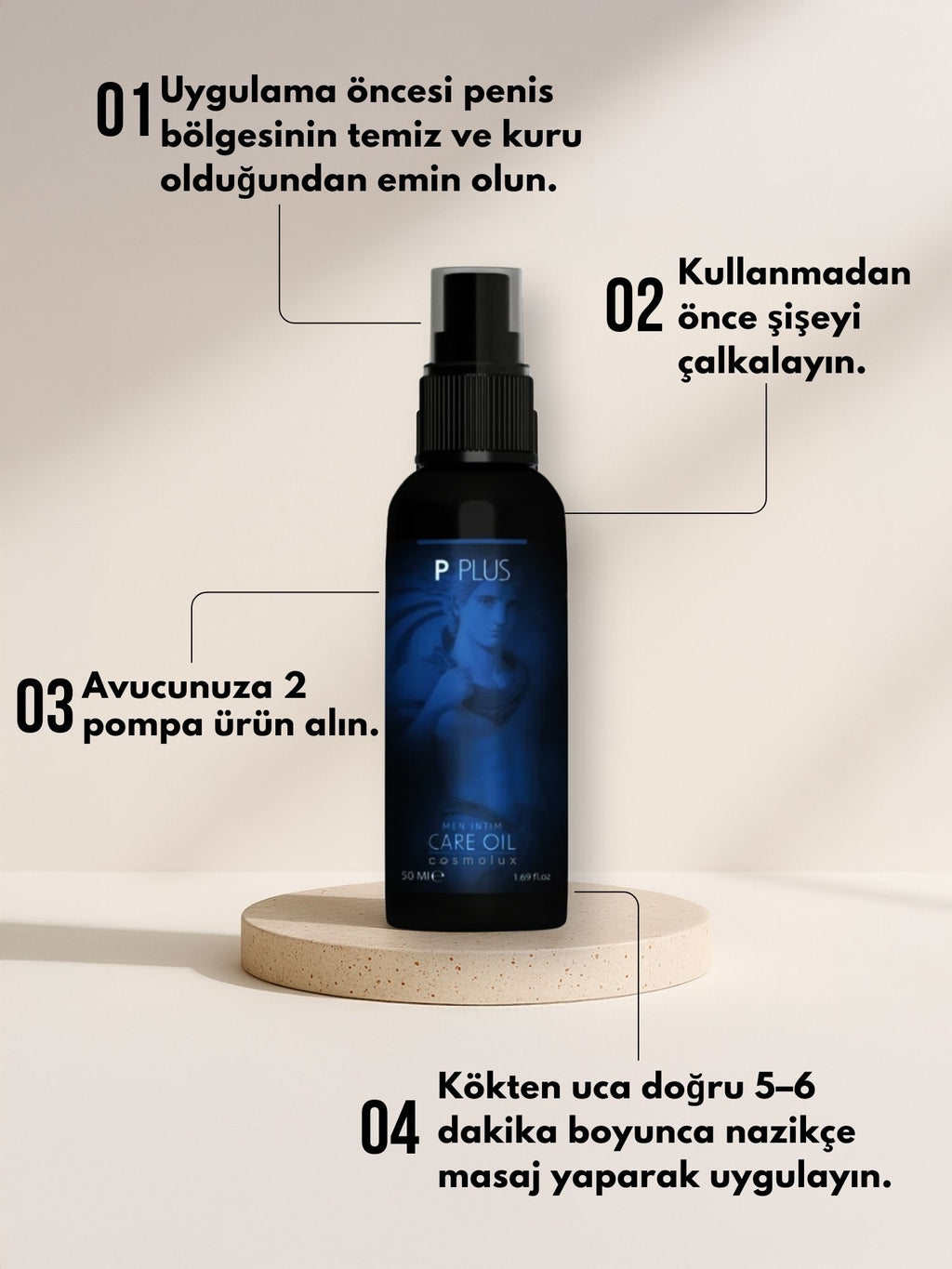 P Plus Erkeklere Özel Bitkisel Bakım Yağı – , Enerji ve Dinçlik Desteği, 50 ml