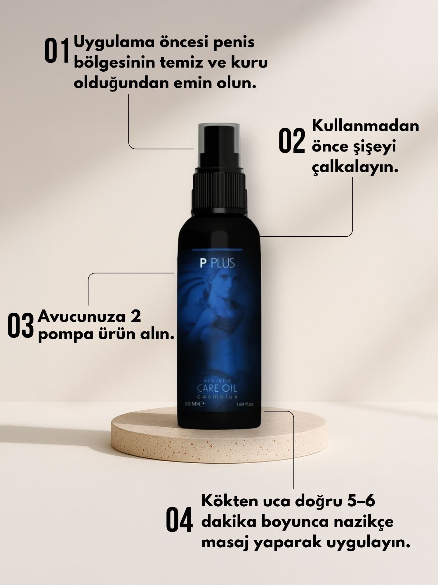 P Plus Erkeklere Özel Bitkisel Bakım Yağı – , Enerji ve Dinçlik Desteği, 50 ml