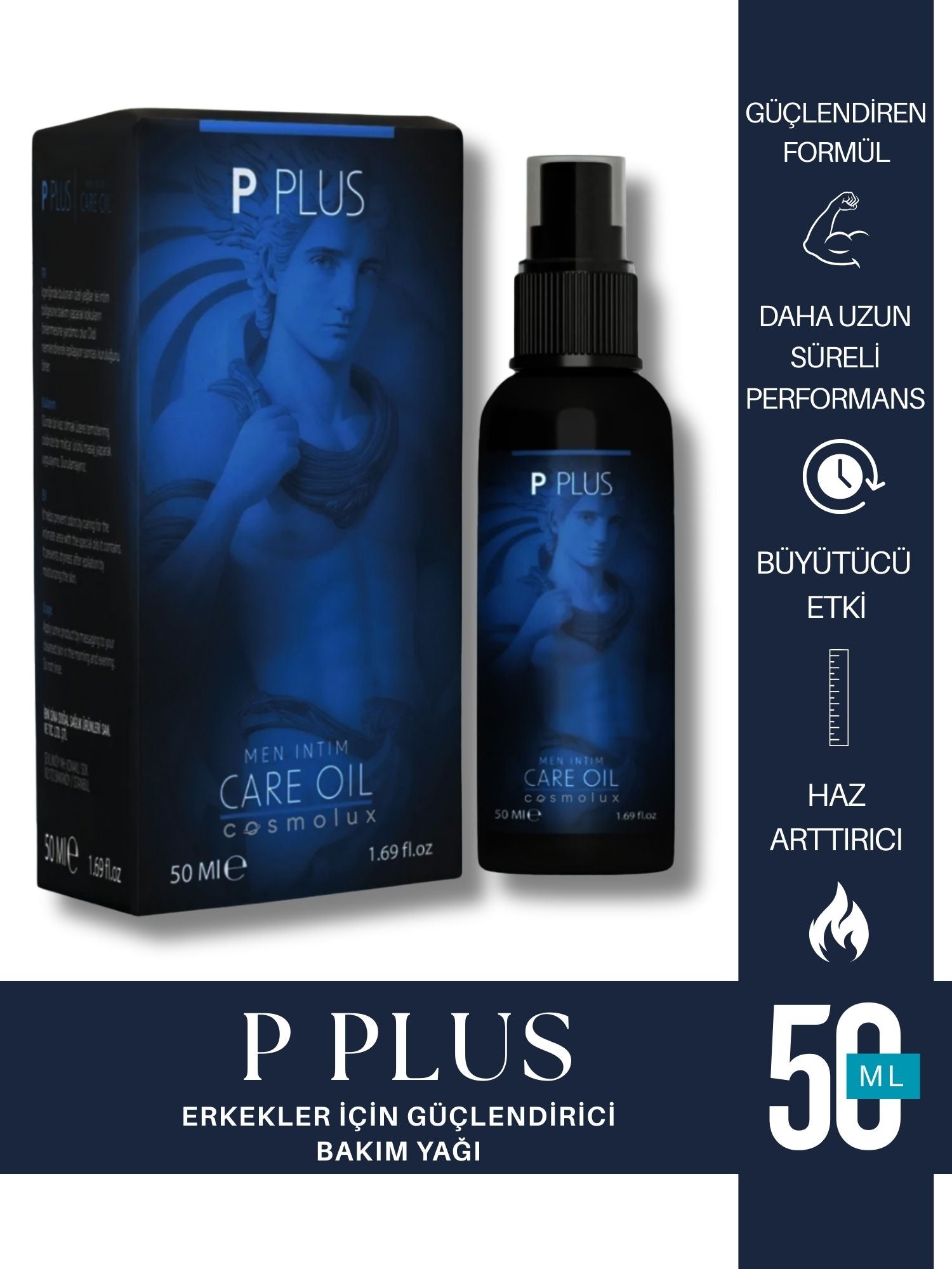 P Plus Erkeklere Özel Bitkisel Bakım Yağı – , Enerji ve Dinçlik Desteği, 50 ml